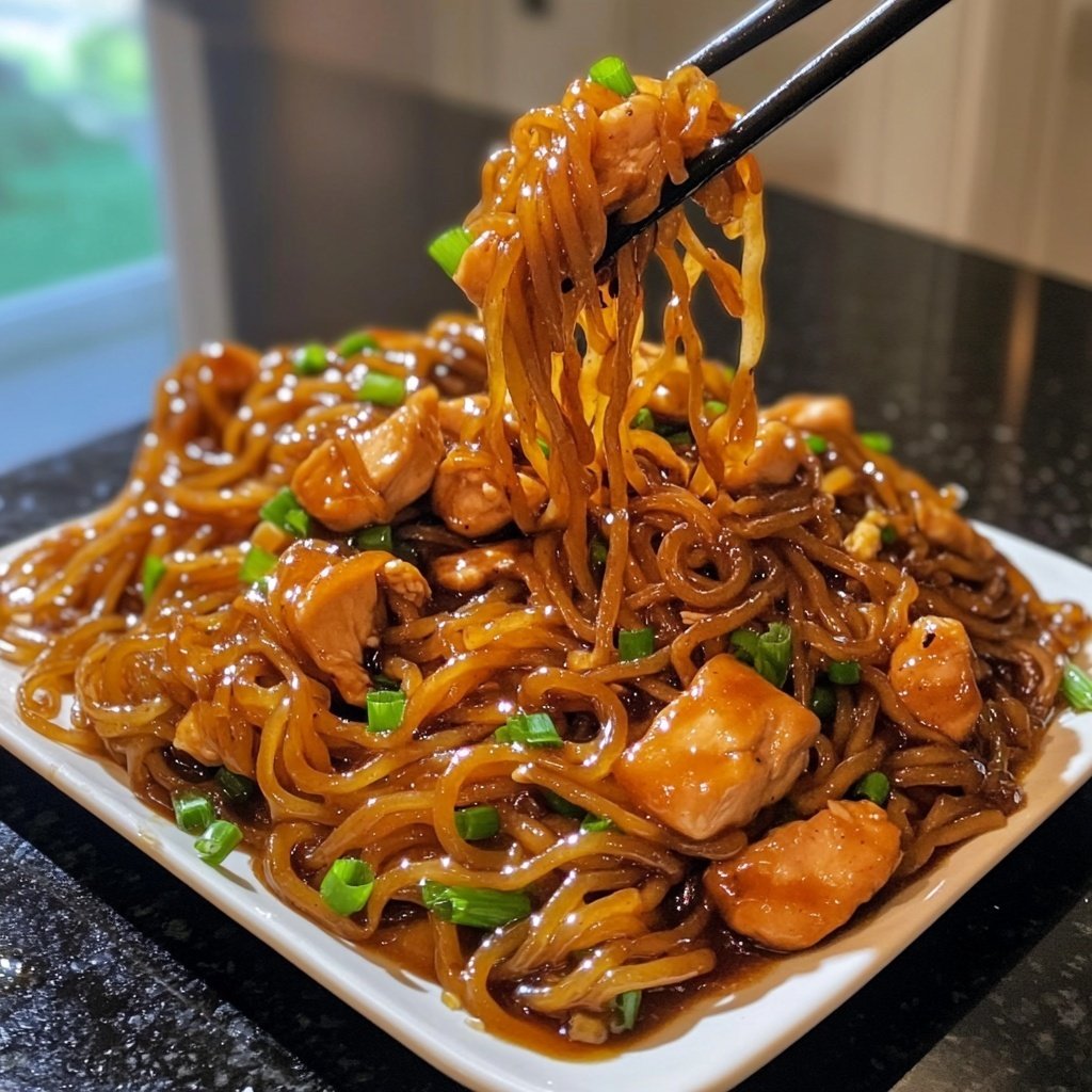 Sticky Garlic Chicken Noodles
