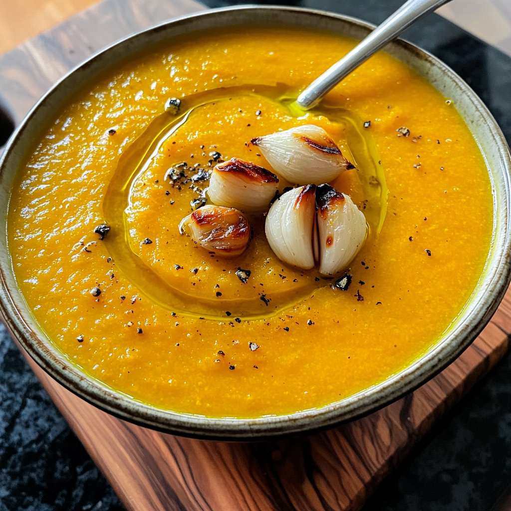 Squash Soup with Roasted Garlic